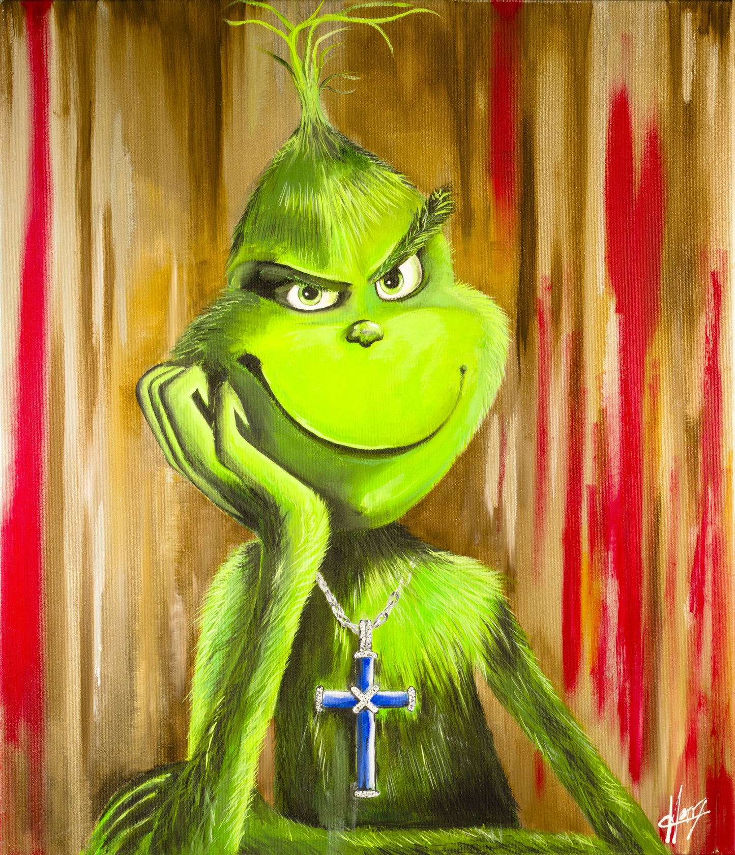 Painting - HB "Grinch witch the Blue Cross" Limited Edition Art, Signed & Numbered Art Print, Edition of 30