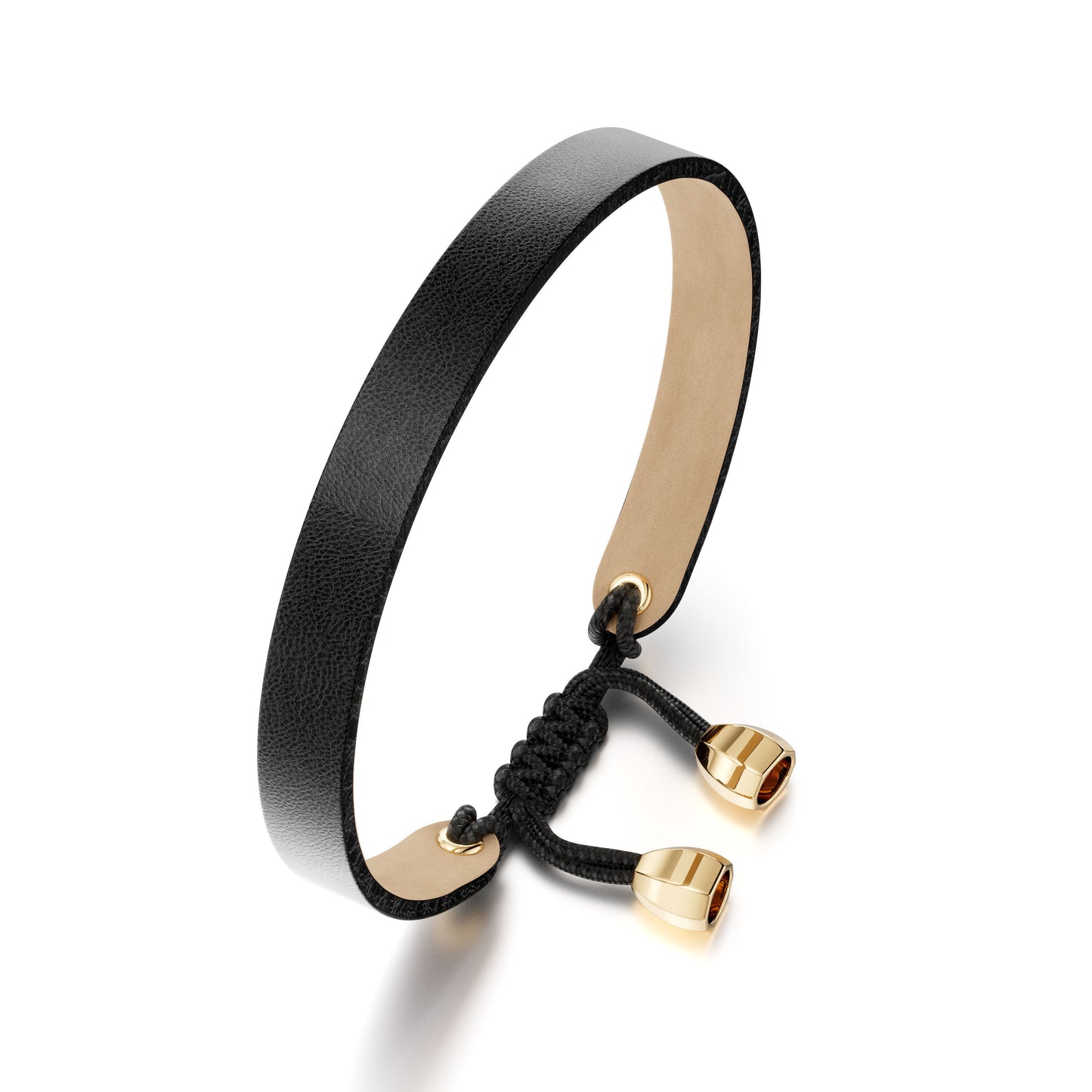 HB Signature Leather Bracelet Black– Hand-Knotted | 18K Gold | Unisex