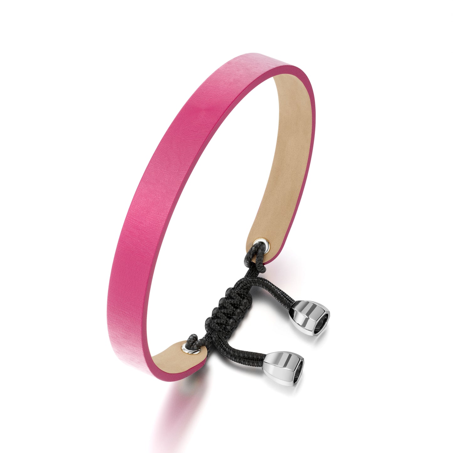 HB Signature Leather Bracelet Pink– Hand-Knotted | 18K White Gold | Unisex