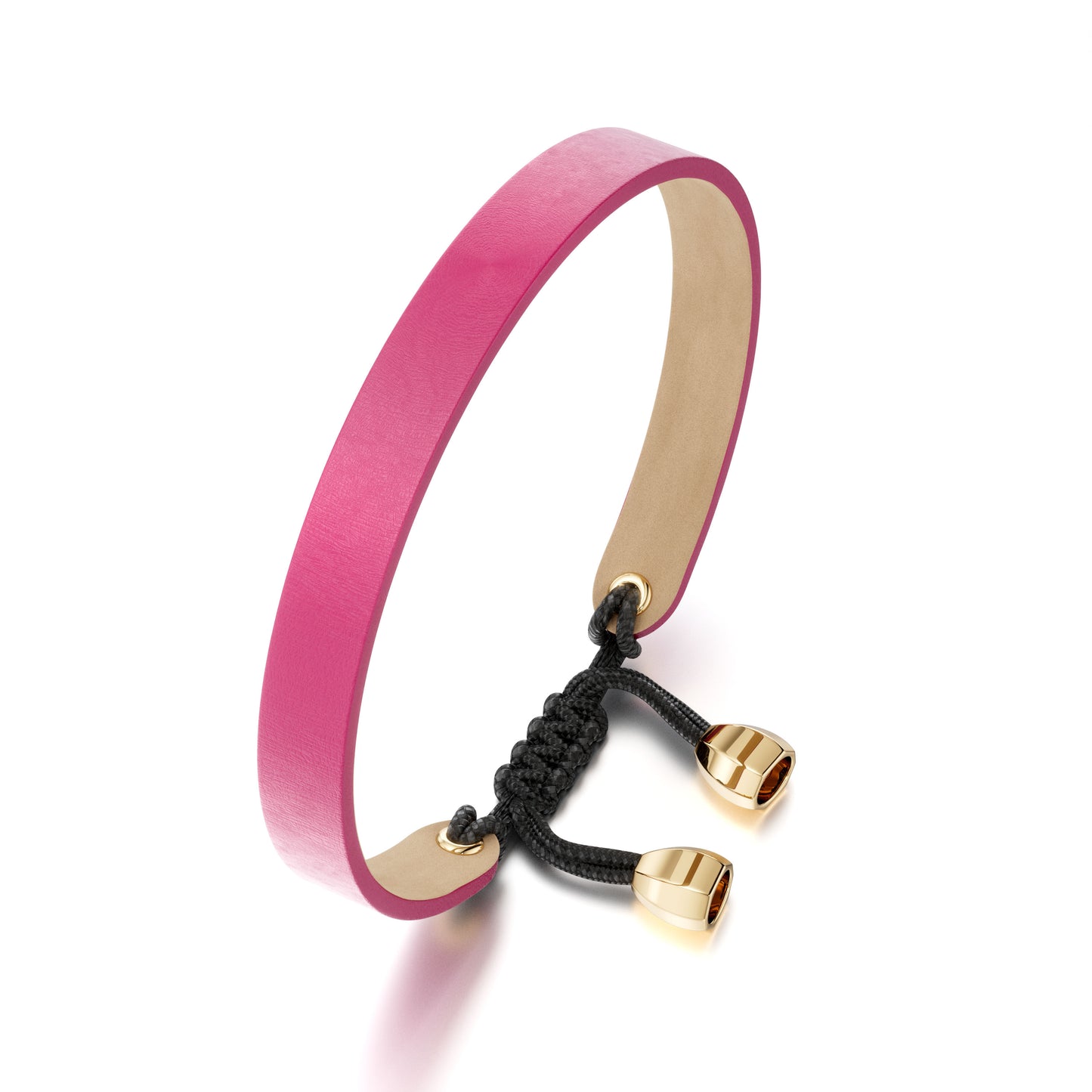 HB Signature Leather Bracelet Pink– Hand-Knotted | 18K Gold | Unisex