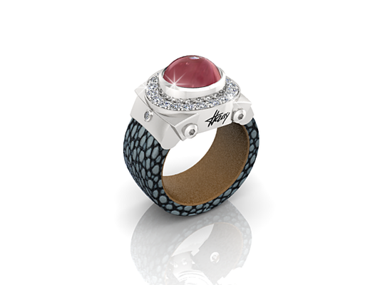 CABOCHON RED DIAMONDS & TURMALINE