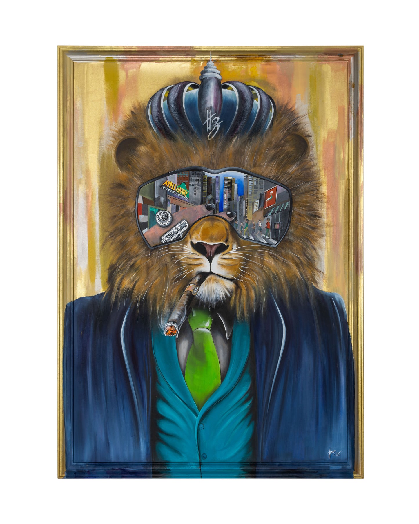 Painting - HB "Lion with a Diamond Ring" Limited Edition 50pc