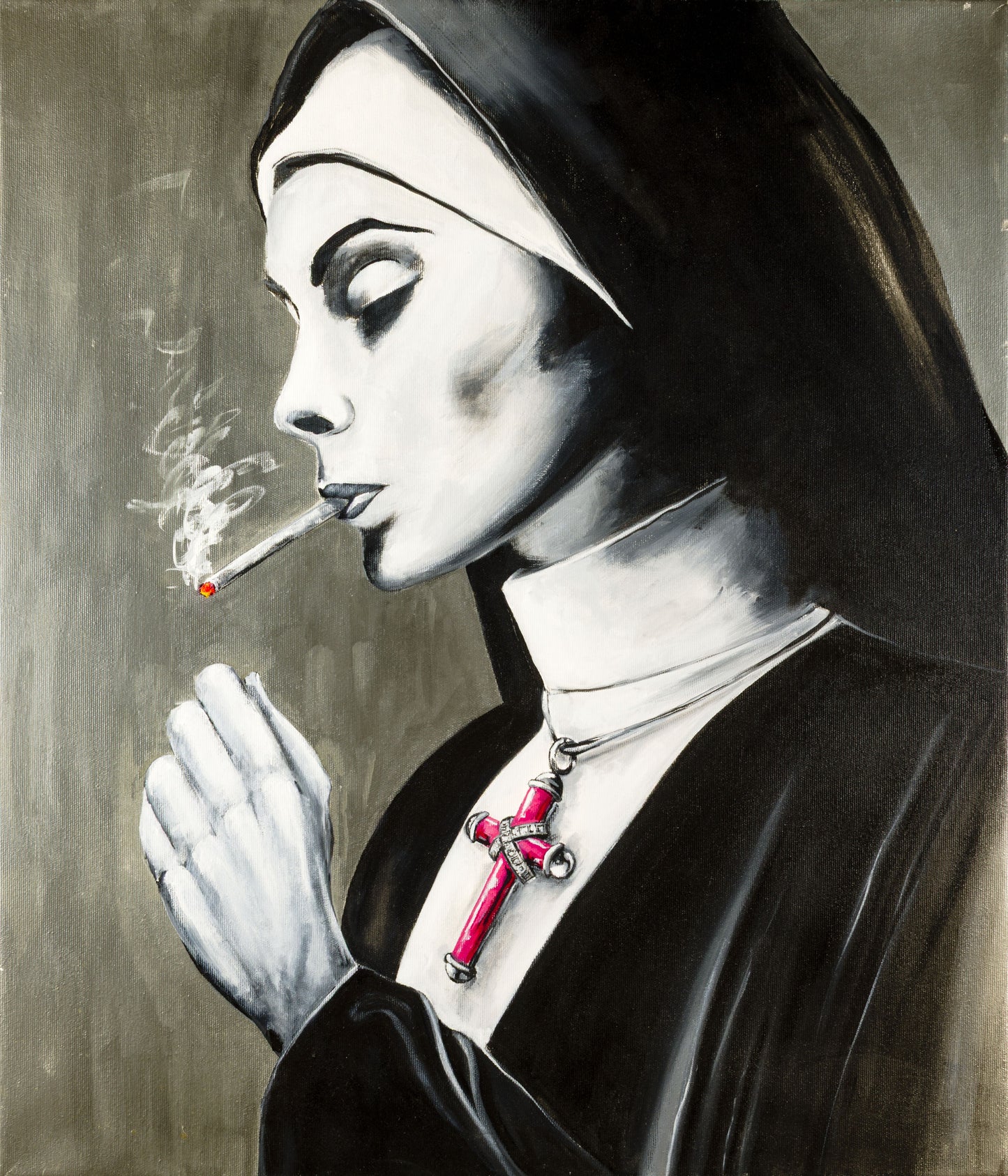 Painting - HB "Smoking Nun" Limited Edition Art, Signed & Numbered Art Print, Edition of 30