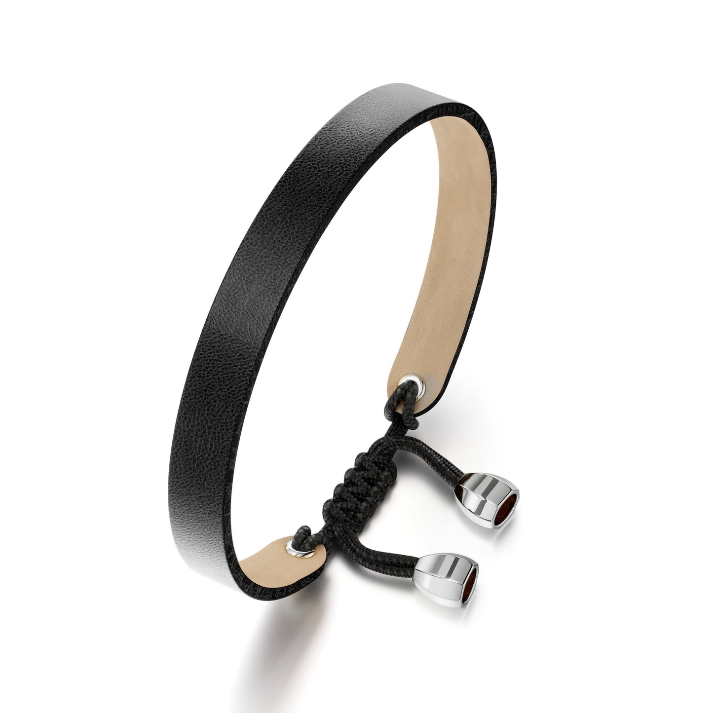 HB Signature Leather Bracelet Black – Hand-Knotted | 18K White Gold | Unisex