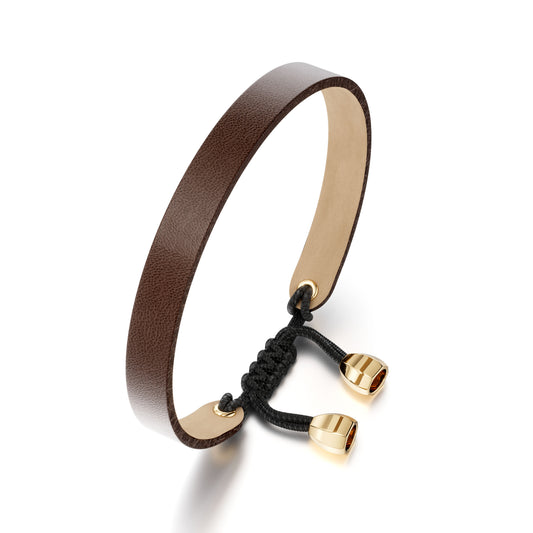 HB Signature Leather Bracelet Brown– Hand-Knotted | 18K Gold | Unisex