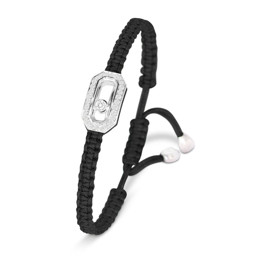 BRACELET CORD DIAMOND GOLD BLACK